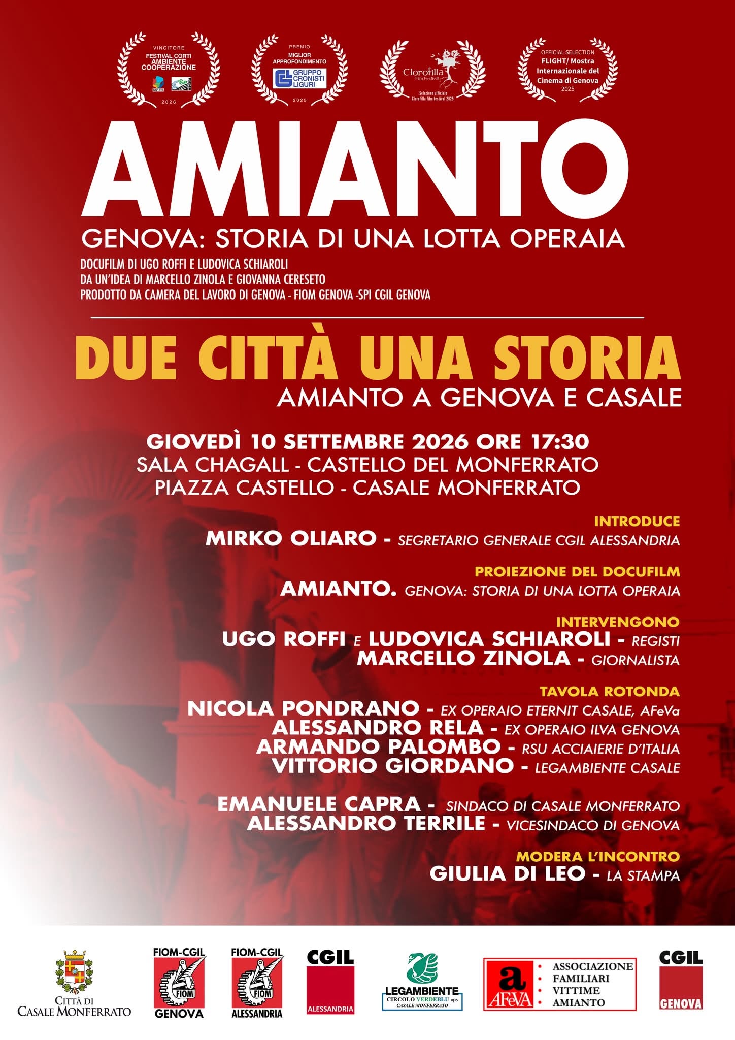 Amianto, storia di una lotta operaia: il 10 settembre, a Casale Monferrato, l'iniziativa interterritoriale di CGIL Alessandria e CGIL Genova