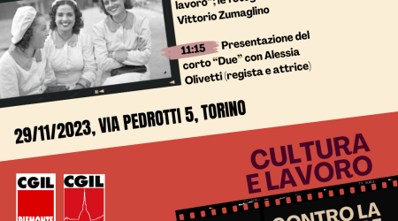 Cultura e lavoro contro la violenza di genere: il 29/11 evento di CGIL Piemonte e CGIL Torino