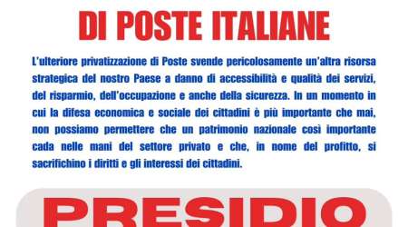 No alla svendita di Poste Italiane: sabato 18 maggio presidio unitario a Torino, fronte Prefettura