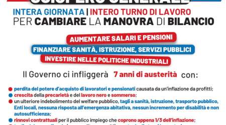 E' sciopero generale: il 29 novembre in piazza, il Piemonte a Torino