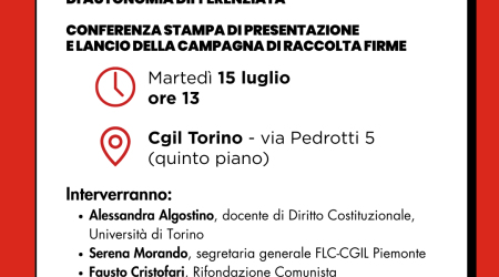 Conferenza Stampa. Petizione popolare per l’abbandono di richiesta di Autonomia differenziata