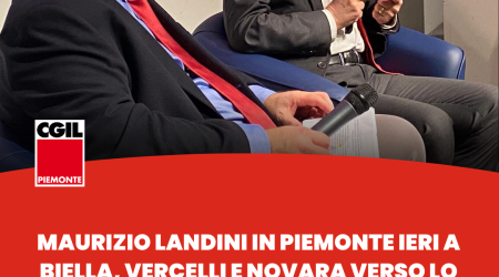 Maurizio Landini ieri in Piemonte verso lo sciopero generale: 